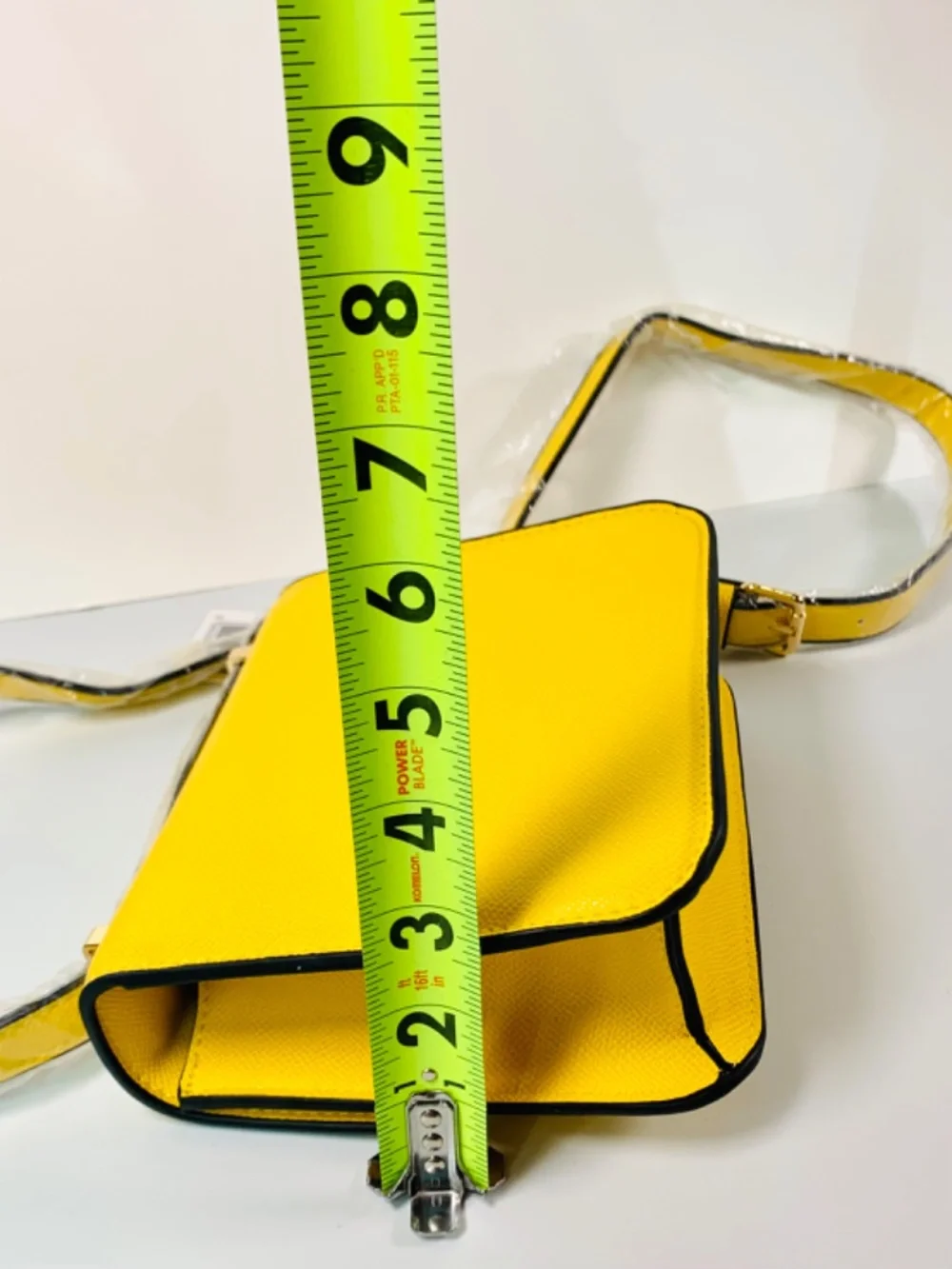 Gold Initial H Closure Crossbody Shoulder Bag Vibrant Yellow Box Silhouette